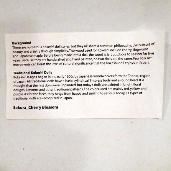 NEW 5.5” KOKESHI HAND CARVED WOOD SAKURA CHERRY BLOSSOM DOLL JAPANESE JAPAN - Picture 12 of 12